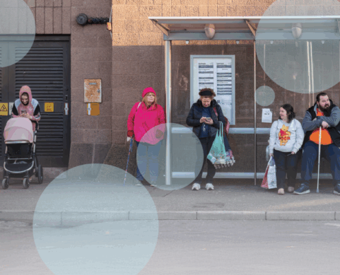people at bus stop
