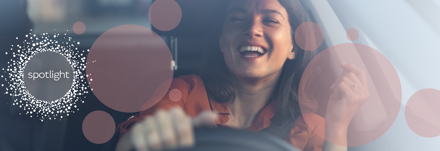 happy person driving
