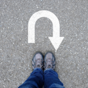 U-turn on a gravel background