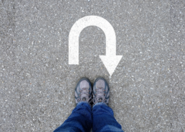 U-turn on a gravel background